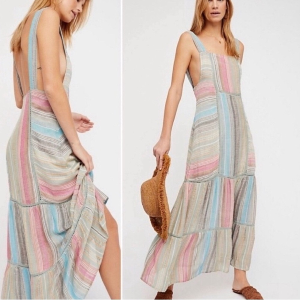 Free People Anika Multicolored Striped Sleeveless Maxi Dress